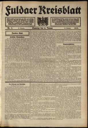 Zweite Ausgabe vom Samstag, den 04. Januar 1913.