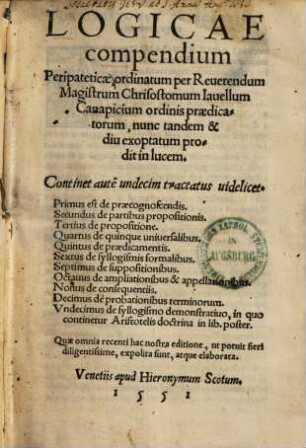 Logicae compendium peripateticae ...