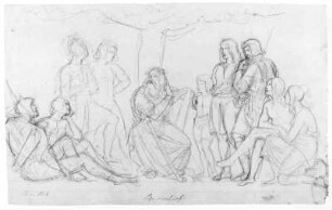 Ossian : Rietschel, Ernst. Ossian. Bleistift auf elfenbeinfarbenem Velin; 21,6 x 34,7 cm. Dezember 1828. Privatbesitz (Nachlass des Künstlers). WVZ 217