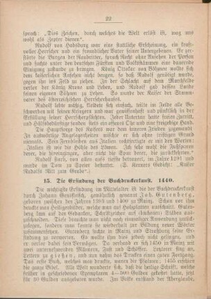 15. Die Gründung der Buchdruckerkunst. 1440.