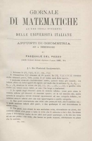 Appunti di Geometria ad η dimensioni.