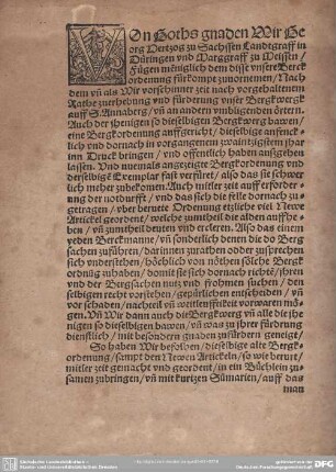 Von Gothes gnaden Wir HGeorg Hertzog zu Sachssen Landgraff in Düringen und Marggraff zu Meissen...