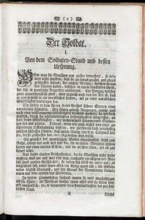 I. Von dem Soldaten-Stand und dessen Ursprung.