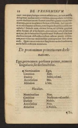 De pronominum ... declinatione.