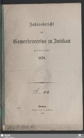 1877/78(1879): Jahresbericht des Gewerbevereins zu Zwickau