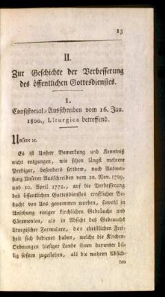 II. Zur Geschichte der Verbesserung des öffentlichen Gottesdienstes