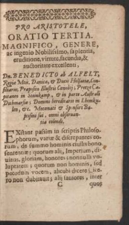 Pro Aristotele, Oratio Tertia.