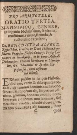 Pro Aristotele, Oratio Tertia.