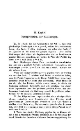 II Kapitel. Interpretation der Gleichungen.