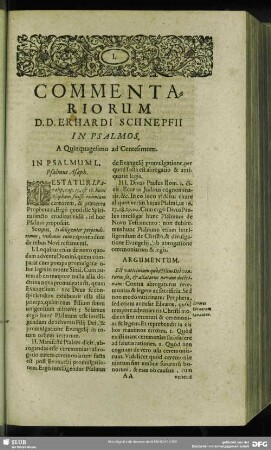 Commentariorum D. D. Erhardi Schnepfii In Psalmos. A Quinquagesimum ad Centesimum