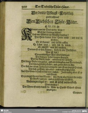 Der dritte Pfingst-Feyertag giebt acht auf Den Diebischen Thür-Hüter