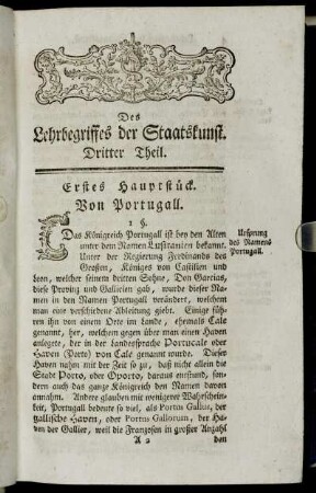 Erstes Hauptstück. Von Portugall