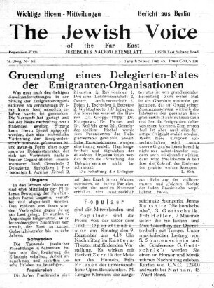 The Jewish voice of the Far East : jüdisches Nachrichtenblatt