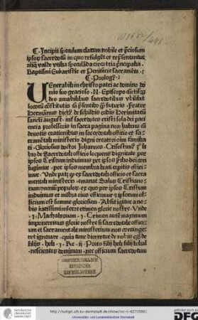 Speculum sacerdotum de tribus sacramentis principalibus