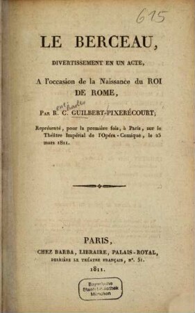 Le berceau : Divertissement en un acte