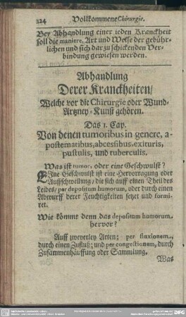 Abhandlung Derer Kranckheiten, Welche vor die Chirurgie oder Wund-Artzney-Kunst gehören