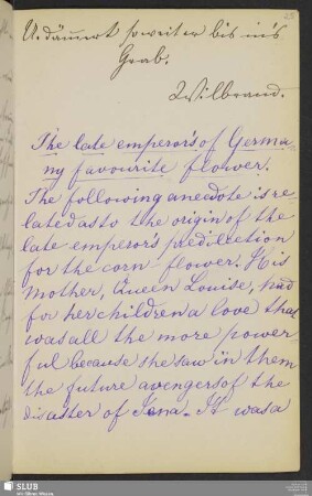 The late emperor's of Germany favourite flower (Aus: Family Herald)