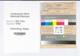 Entnazifizierung Walter Kotzenberg , geb. 17.09.1886 (Postoberamtmann)