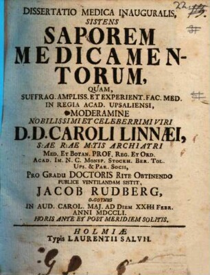 Diss. med. inaug. sistens saporem medicamentorum