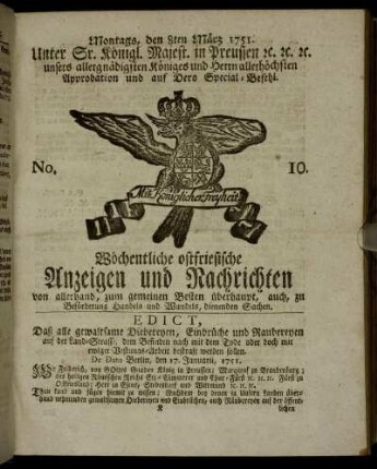 No. 10. Montags, den 8ten März 1751.
