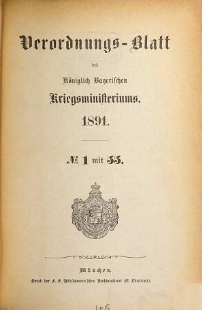 Verordnungs-Blatt. 1891