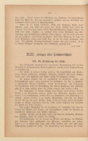 XIII. Einiges über Teichwirtschaft