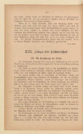 XIII. Einiges über Teichwirtschaft
