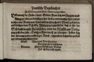 Poetische Begebenheit zu Erklärung des Tittel-Blats ausgedichtet