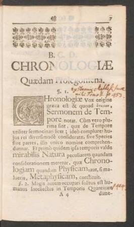 B.C.D. Chronologiae Quaedam Prolegomena.