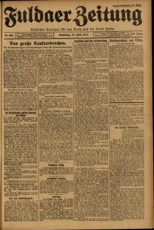 Ausgabe vom Samstag, den 23. Juni 1923.