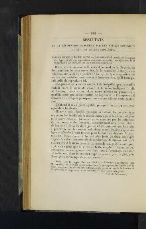 Resultats de la legislation actuelle sur les sucres coloniaux et sur les sucres indigenes.