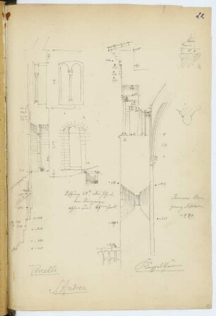 S. Andrea, Vercelli: Fassadenschnitte vertikal, Details (aus: Skizzen- und Fotoalbum 4)