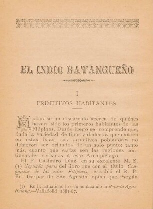I. Primitivos habitantes