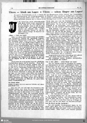 Uhren - frisch am Lager. * Uhren - schon länger am Lager!