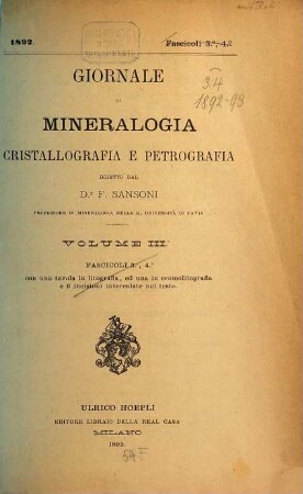 Giornale di mineralogia, cristallografia e petrografia, 3. 1892