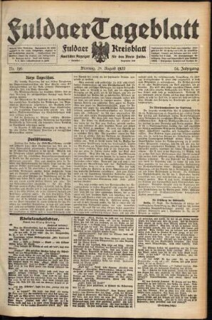 Ausgabe vom Montag, den 28. August 1922.