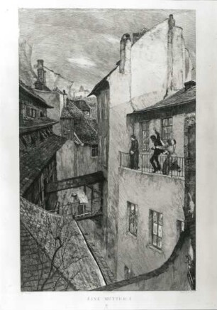 Klinger, Max: Eine Mutter I. Illustration aus dem Zyklus "Dramen". 1883. Druck nach Radierung; 45 x 31 cm. Dresden: Kupferstich-Kabinett A 146118, Singer 149 VII