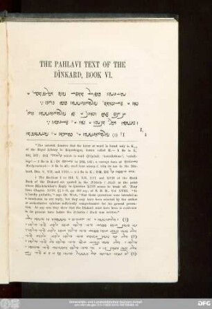 The Pahlavi Text Of The Dînkard, Book VI.