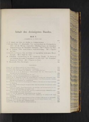 Inhalt des dreissigsten Bandes