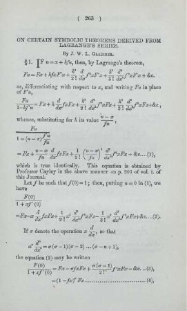 On certain symbolic theorems derived from Lagrange's Series.