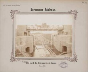 Dortmund-Ems-Kanal. Schleuse, Borssum: Blick durch das Unterhaupt in die Kammer