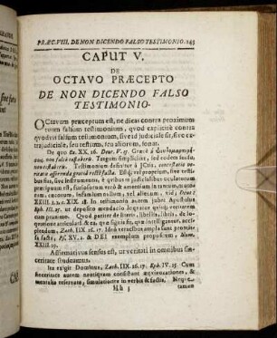 Caput V. De Octavo Præcepto De Non Dicendo Falso Testimonio.