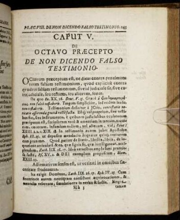 Caput V. De Octavo Præcepto De Non Dicendo Falso Testimonio.