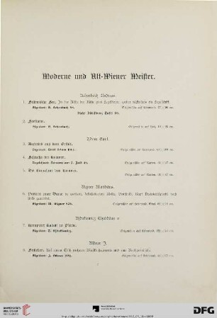 Moderne und Alt-Wiener Meister (Nr. 1-215)