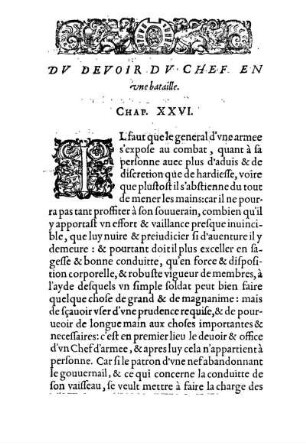 Dv Devoir Dv Chef En vne bataille. Chap. XXVI.