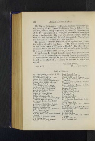List of Donors to the Library.