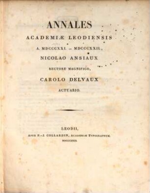 Annales Academiae Leodiensis. 1821/22