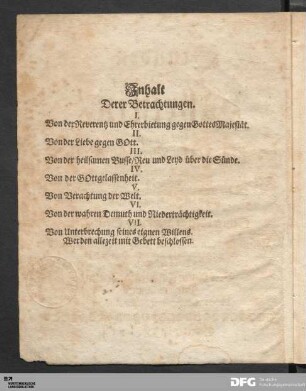 Inhalt Derer Betrachtungen.