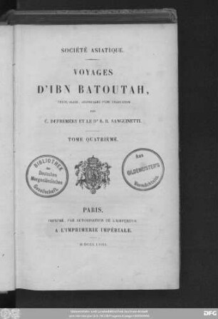 T. 4: Voyages d'Ibn Batoutah