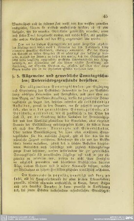 § 5. Allgemeine und gewerbliche Sonntagsschulen; Unterrichtsgegenstände derselben